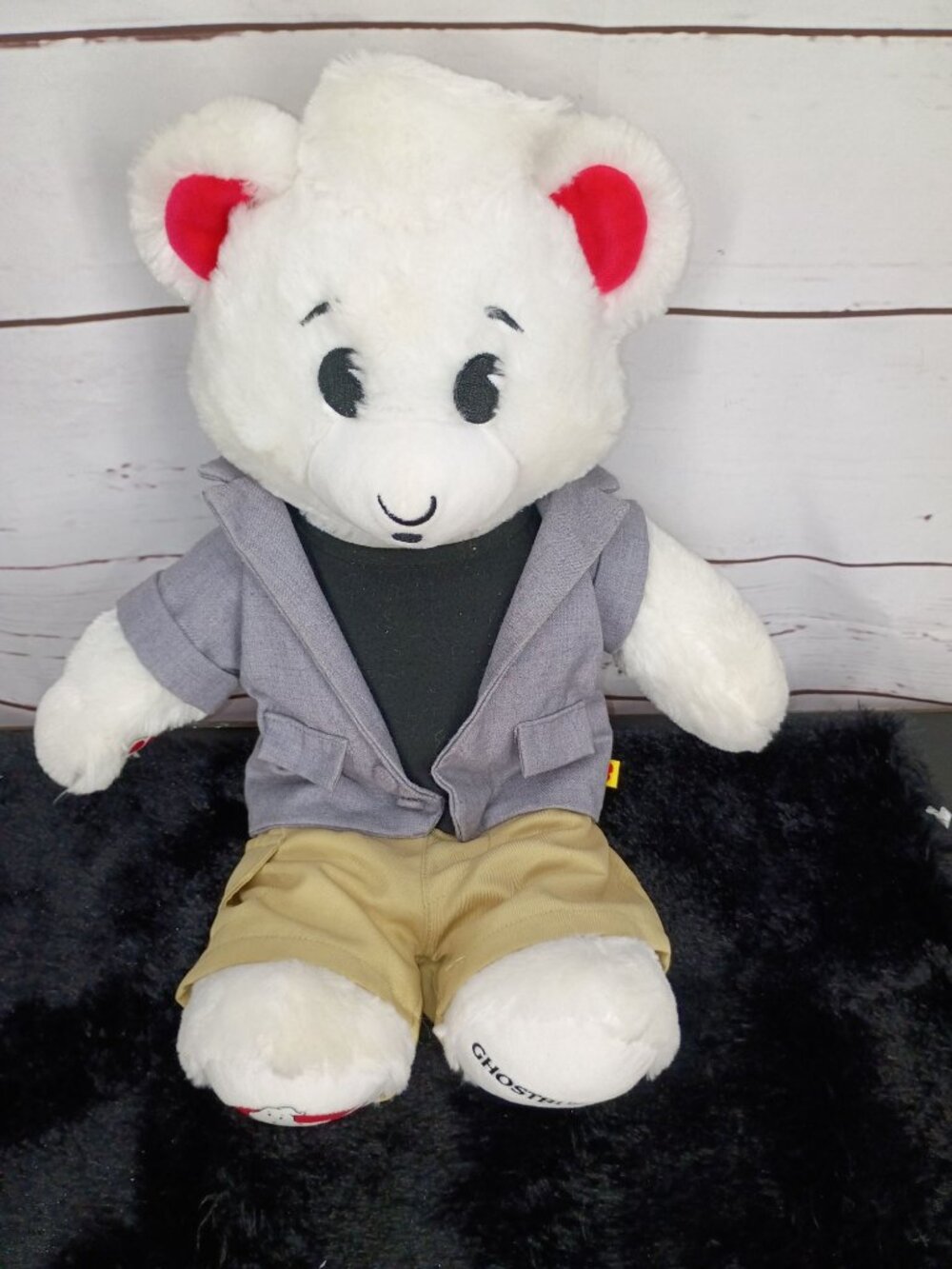 Build-A-Bear Ghostbusters White Ghost Bear Plush Toy 18" With Outfit